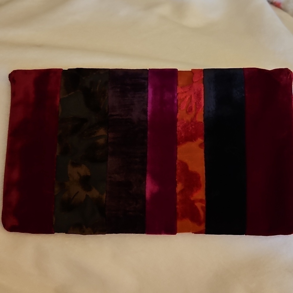 Vintage Multicolor Velvet Striped Carpet Envelope Clutch - Picture 8 of 11